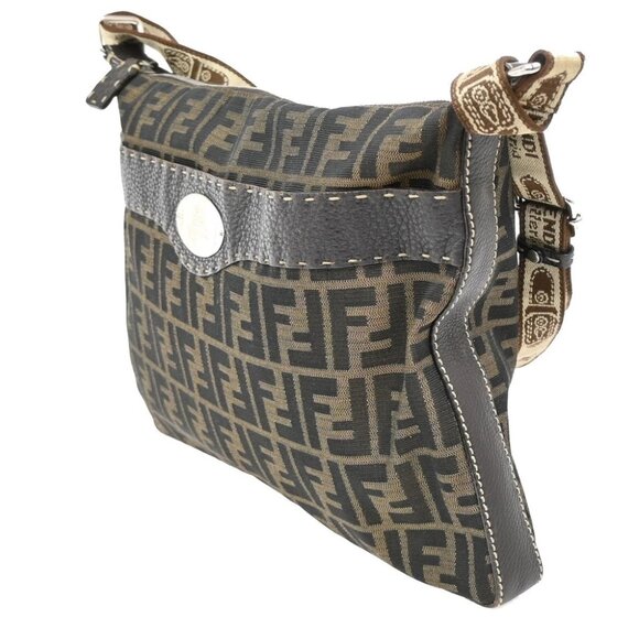 Fendi Selleria Zucca Pattern Shoulder Hand Bag Canvas Leather Brown 88FC126 - Picture 9 of 13